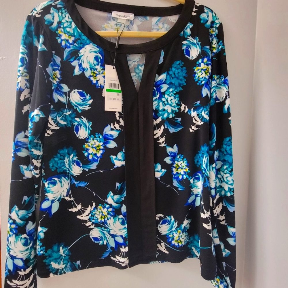 NWT Calvin Klein Floral Blouse
